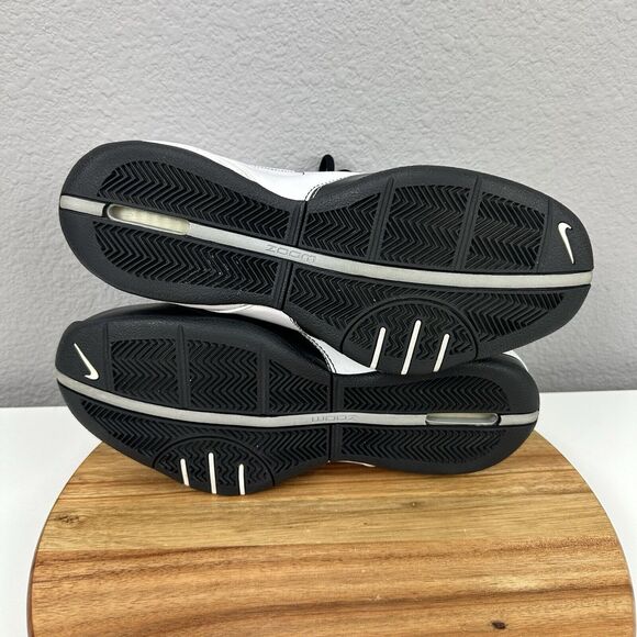 2007 NIKE Uptempo Zoom Basketball Shoes Size 10 High Tops White/Black 316968-101